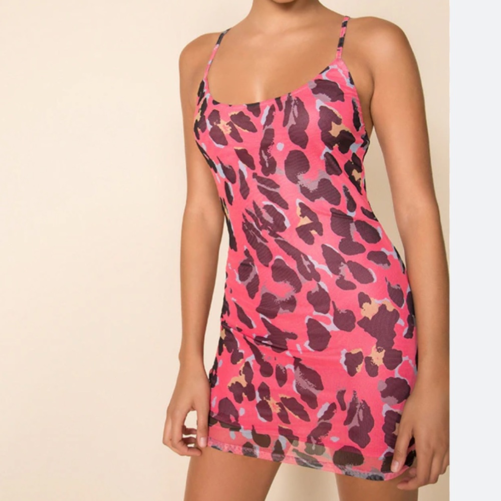 Superdown Pink Strappy Mesh Mariah Mini Dress Size Large